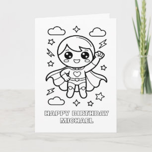 cartão de aniversário dobrável de super-herói para