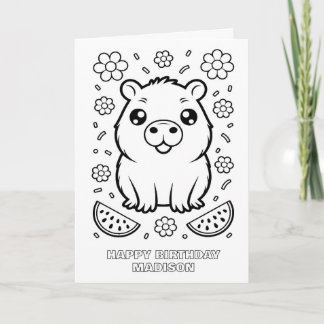 cartão de aniversário dobrável para colorir DIY ca