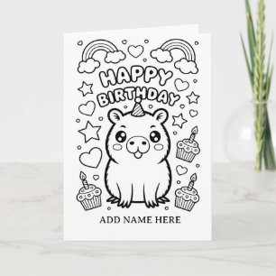 cartão de aniversário dobrável para colorir DIY ca