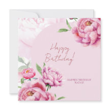 Cartão de aniversário dobrável Pink Peony