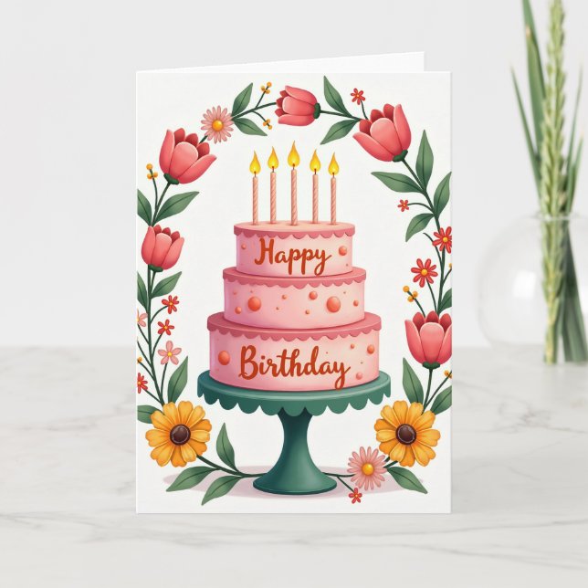 Cartão de Aniversário Doce com Camadas (Frente)