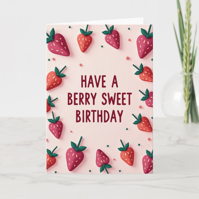 Cartão de Aniversário Doce de Morango (Frente)