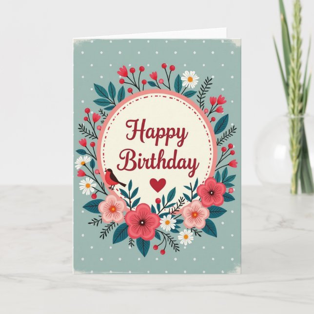 Cartão de Aniversário Doce Floral (Frente)