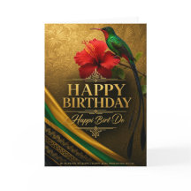 Cartão de Aniversário Doctor Bird — Hibisco Dourad