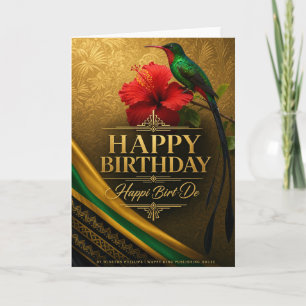 Cartão de Aniversário Doctor Bird — Hibisco Dourad