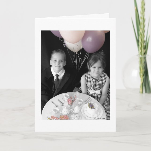 Cartão de aniversário dois do chá 4 (Frente)