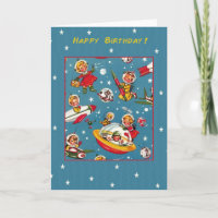Cartão de aniversário dos astronautas do Vintage S
