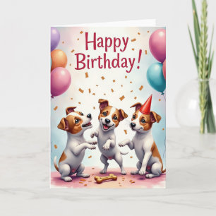 Cartão de Aniversário dos Cachorrinhos Dançantes