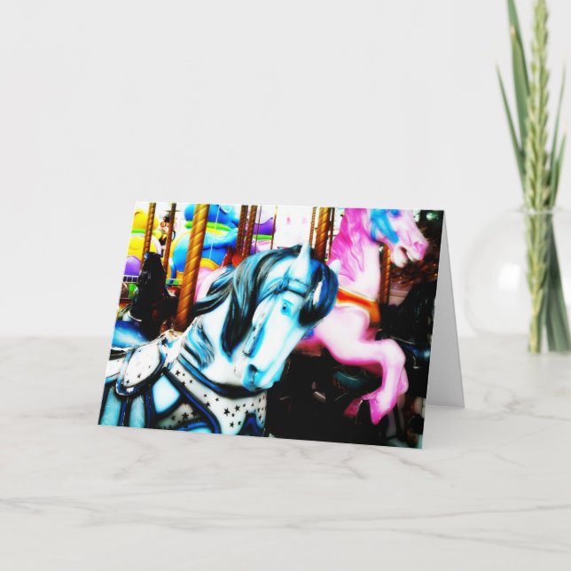 Cartão de aniversário dos cavalos do carrossel (Frente)