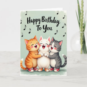 Cartão de Aniversário dos Gatos Cantores
