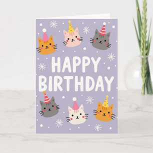 Cartão de Aniversário dos Gatos da Festa