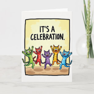 Cartão de Aniversário dos Gatos Saltitantes