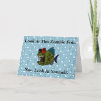 Cartão de aniversário dos peixes do zombi