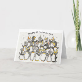 Cartão de Aniversário dos Pinguins