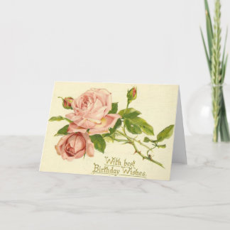 Cartão de aniversário dos rosas do Victorian do