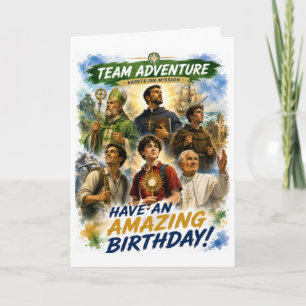 Cartão de Aniversário dos Santos da Equipe em uma