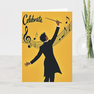 Cartão de Aniversário Dourado Alegre