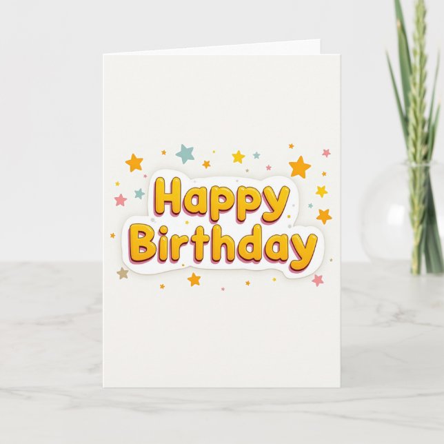 Cartão de Aniversário Dourado Alegre (Frente)