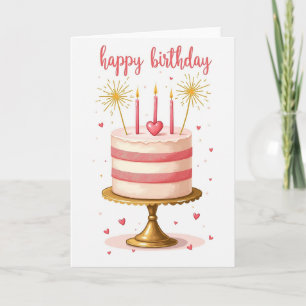 Cartão de Aniversário Dourado Ornamentado