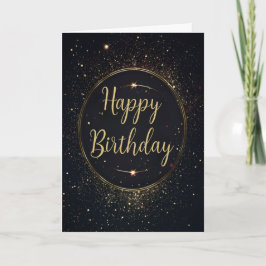 Cartão de Aniversário Dourado Preto e Preto