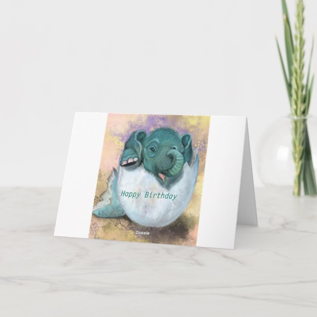 Cartão de Aniversário Elefante Bebê Que Ove (Verso)