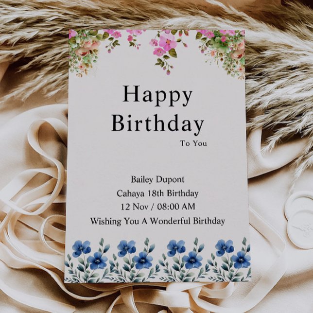 Cartão de Aniversário Elegante (Elegant Happy Birthday Card)