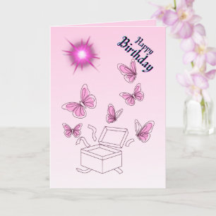 Cartão de Aniversário Elegante Borboleta   Customi