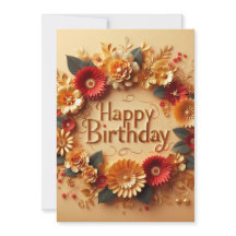 Cartão de Aniversário Elegante com Design de Flore