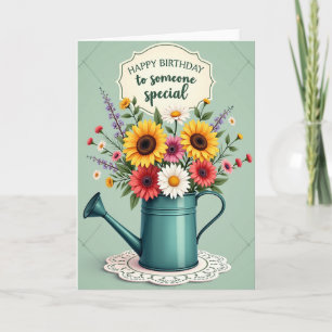 Cartão de Aniversário Elegante com Flores