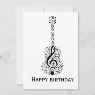 Cartão de aniversário elegante com nota musical