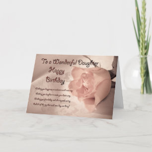 Cartão de aniversário Elegante de rosa para filh