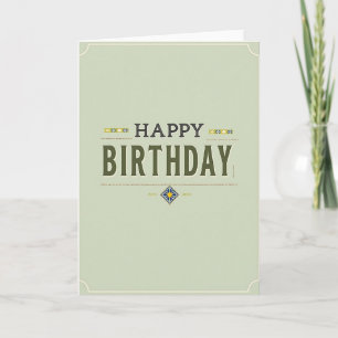 Cartão de Aniversário Elegante em Verde Sage