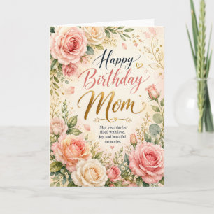 Cartão de Aniversário Elegante Floral Feliz para a