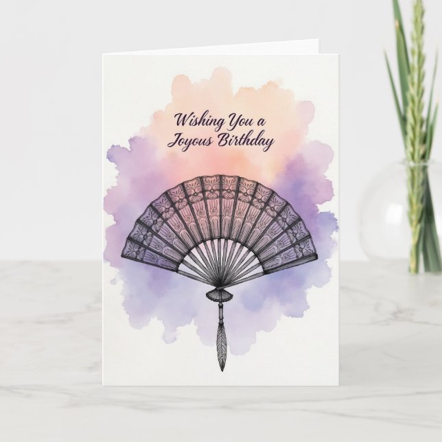 Cartão de Aniversário Elegante Leque (Frente)