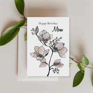 Cartão de Aniversário Elegante Magnólia para Mãe