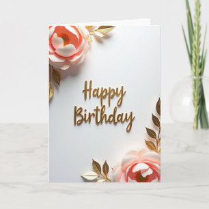 Cartão de Aniversário Elegante Rosa