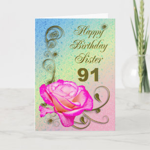 Cartão de aniversário Elegante rosa 91rua para Irm