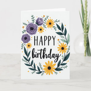 Cartão de Aniversário em Cursiva Elegante