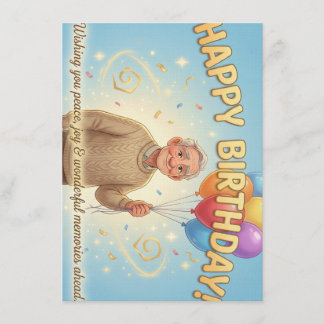 Cartão de aniversário em estilo de animação para a