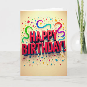 Cartão de Aniversário em Forma de Texto 3D