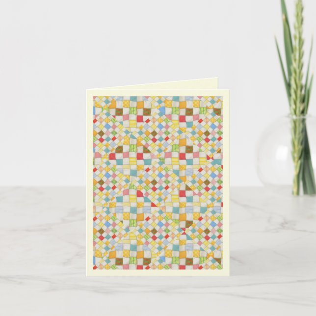 CARTÃO DE ANIVERSÁRIO EM MOSAICO DE PATCHWORK / Cr (Frente)