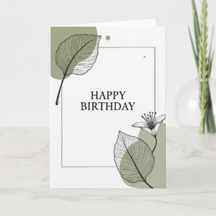 Cartão de Aniversário em Serif Botânico