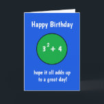 Cartão de aniversário engraçado 13 do número para<br><div class="desc">Azul com o cartão de aniversário verde do número para o menino ou a menina do adolescente. Mude sua idade outras a 13, 14, 15, 16 ou todas as idades mudando a soma. 3 ao poder de 2, iguais 9. Adicione então todo o número que você precisar de combinar a...</div>
