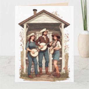 CARTÃO DE ANIVERSÁRIO ENGRAÇADO COM BANJO HILLBILL