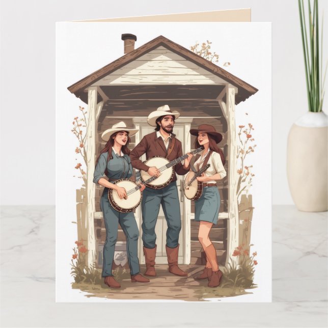 CARTÃO DE ANIVERSÁRIO ENGRAÇADO COM BANJO HILLBILL (Frente)
