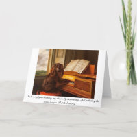Cartão de aniversário engraçado com cão e piano