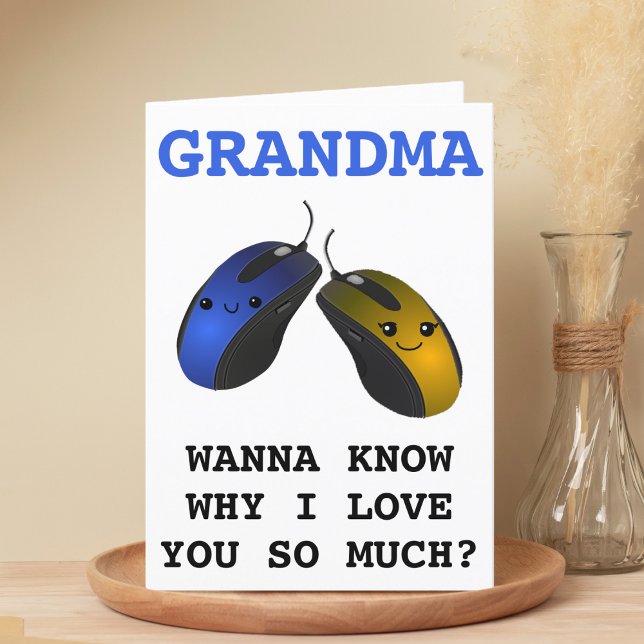 Cartão de aniversário engraçado com clique de mous (Funny Computer Mouse Click Grandmother Happy Birthday Thank You Card)