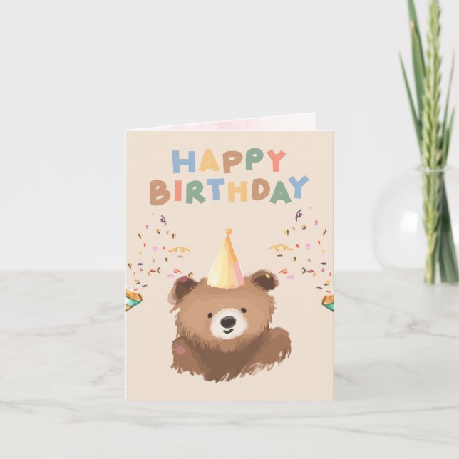 Cartão de aniversário engraçado com cores adorávei (Frente)