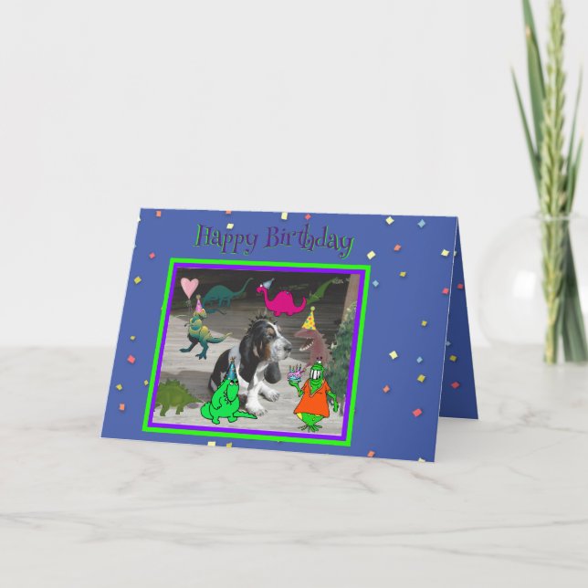Cartão de Aniversário Engraçado com Dinossauros &  (Frente)