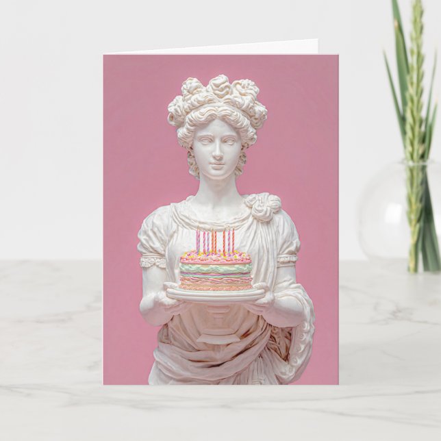 Cartão de Aniversário Engraçado com Estátua Grega  (Frente)